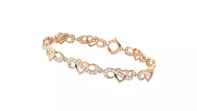 Love Heart Valentine High Jewelry Diamond Bracelet 3dm stl  3D print model