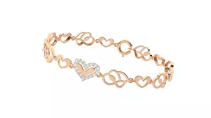 Heart Love Valentine High Jewelry Diamond Bracelet 3dm stl  3D print model