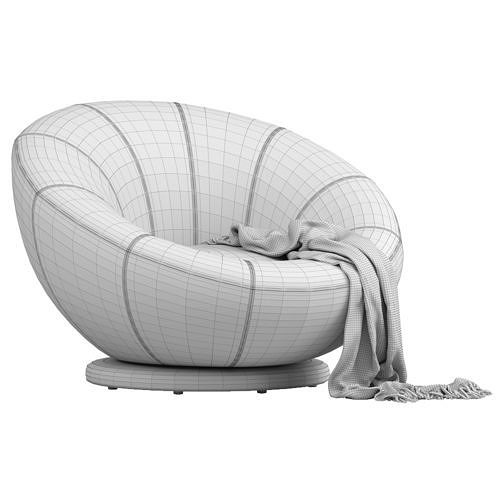 Lustre Velvet Light Gray Groovy Swivel 3D model 6