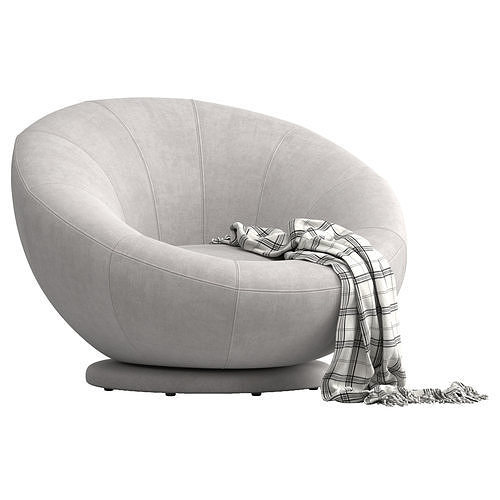 Lustre Velvet Light Gray Groovy Swivel 3D model 2