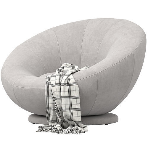 Lustre Velvet Light Gray Groovy Swivel 3D model 3