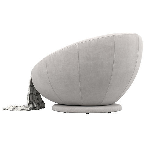 Lustre Velvet Light Gray Groovy Swivel 3D model 4