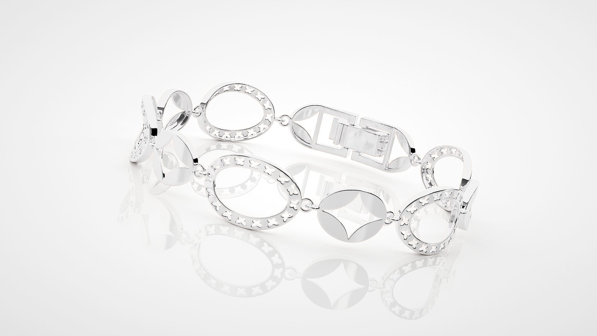 Butterfly High Jewelry Diamond Bracelet 3dm stl renders details 3D print model_11
