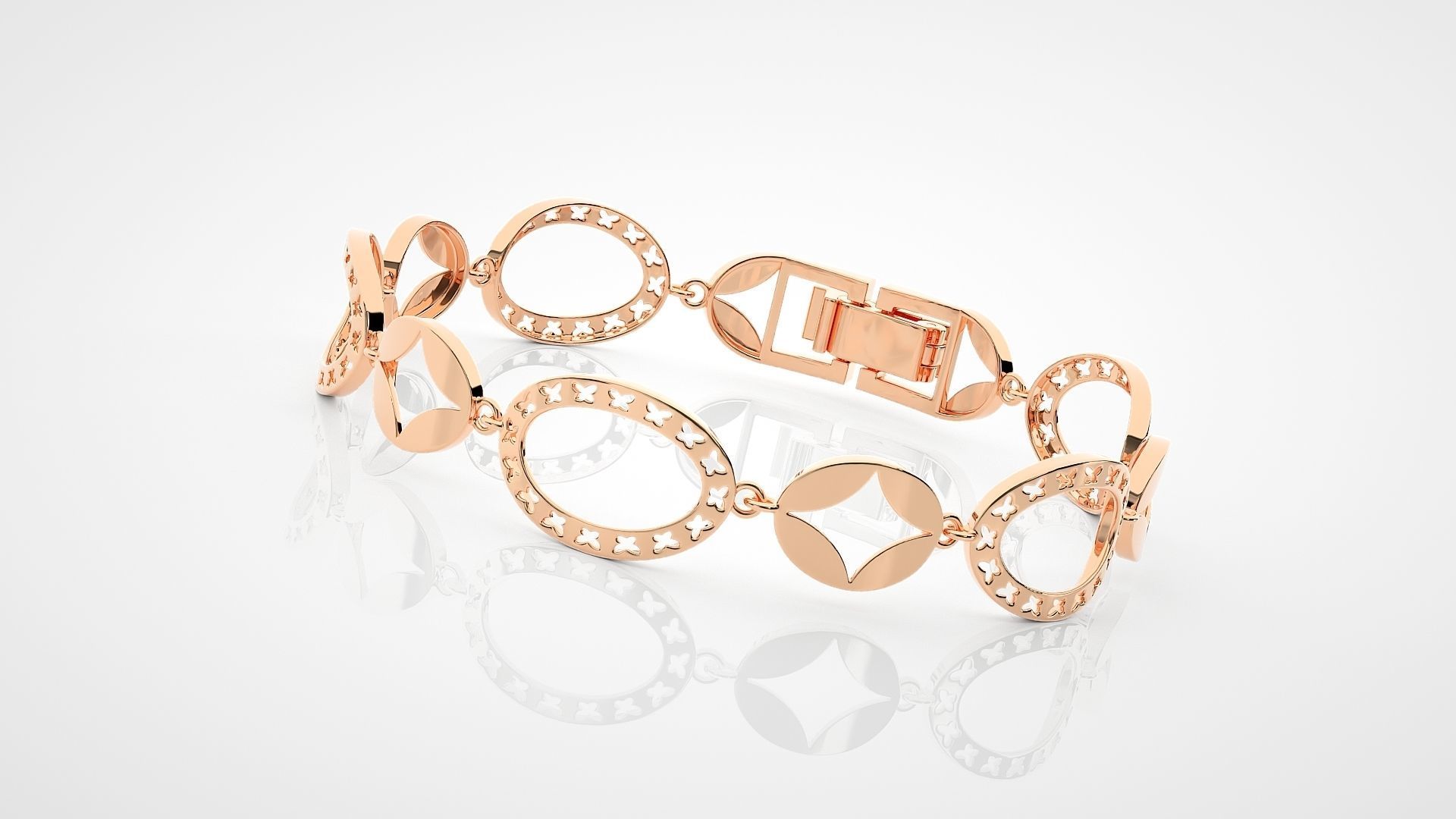 Butterfly High Jewelry Diamond Bracelet 3dm stl renders details 3D print model_5