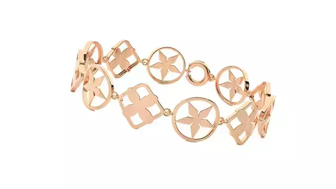 Star and Flower Classy High Jewelry Diamond Bracelet 3dm stl 