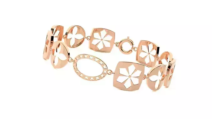 Flower Light wt Plain Gold Chain Bracelet 3dm stl renders