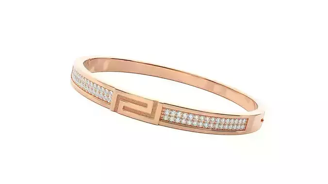 Solid High Jewelry Diamond Head Bracelet 3dm stl renders details