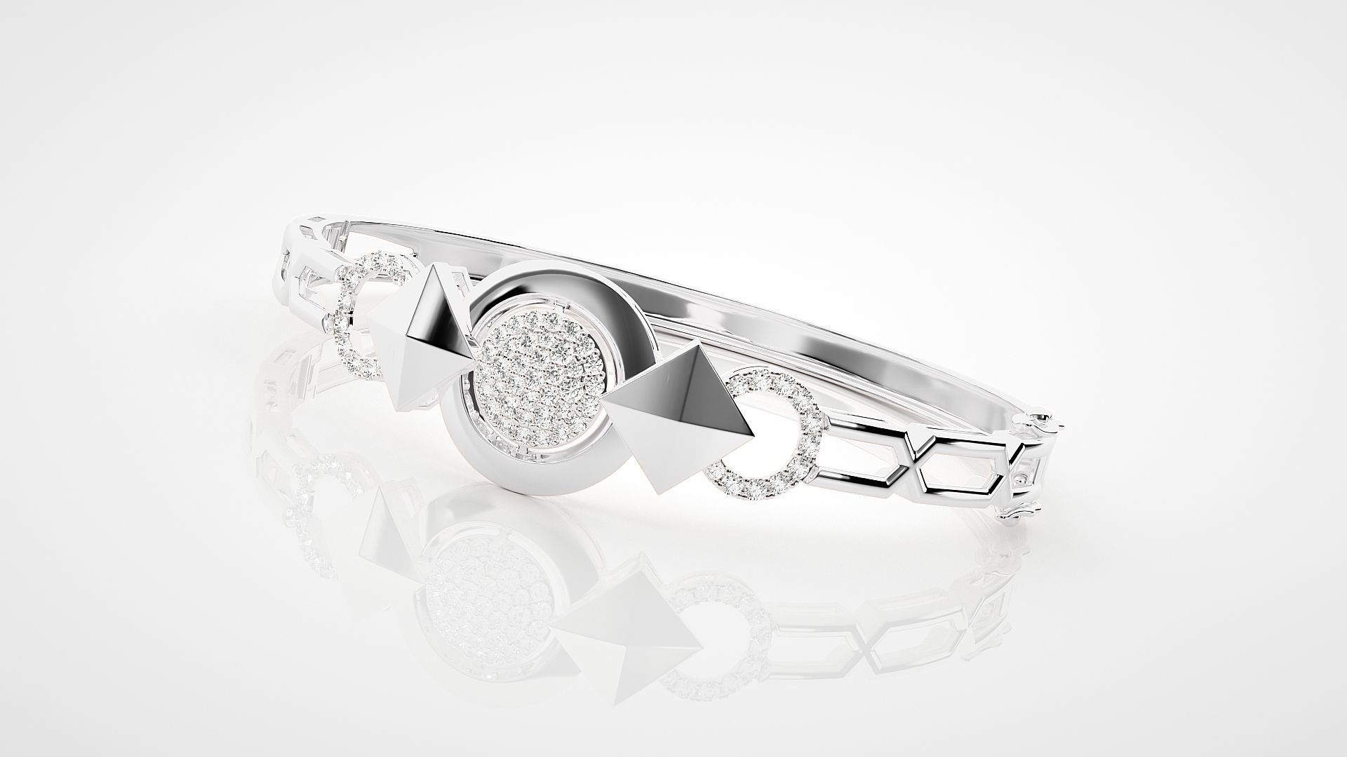 High Jewelry Diamond Head Bracelet 3dm stl renders details 3D print model_8