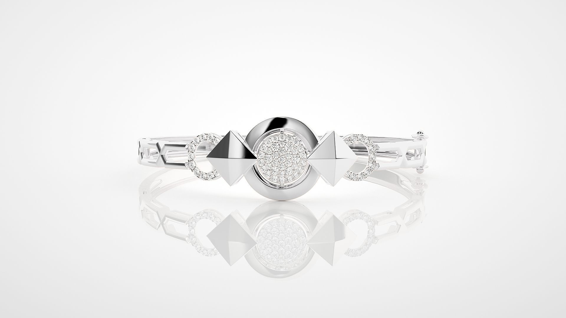 High Jewelry Diamond Head Bracelet 3dm stl renders details 3D print model_7