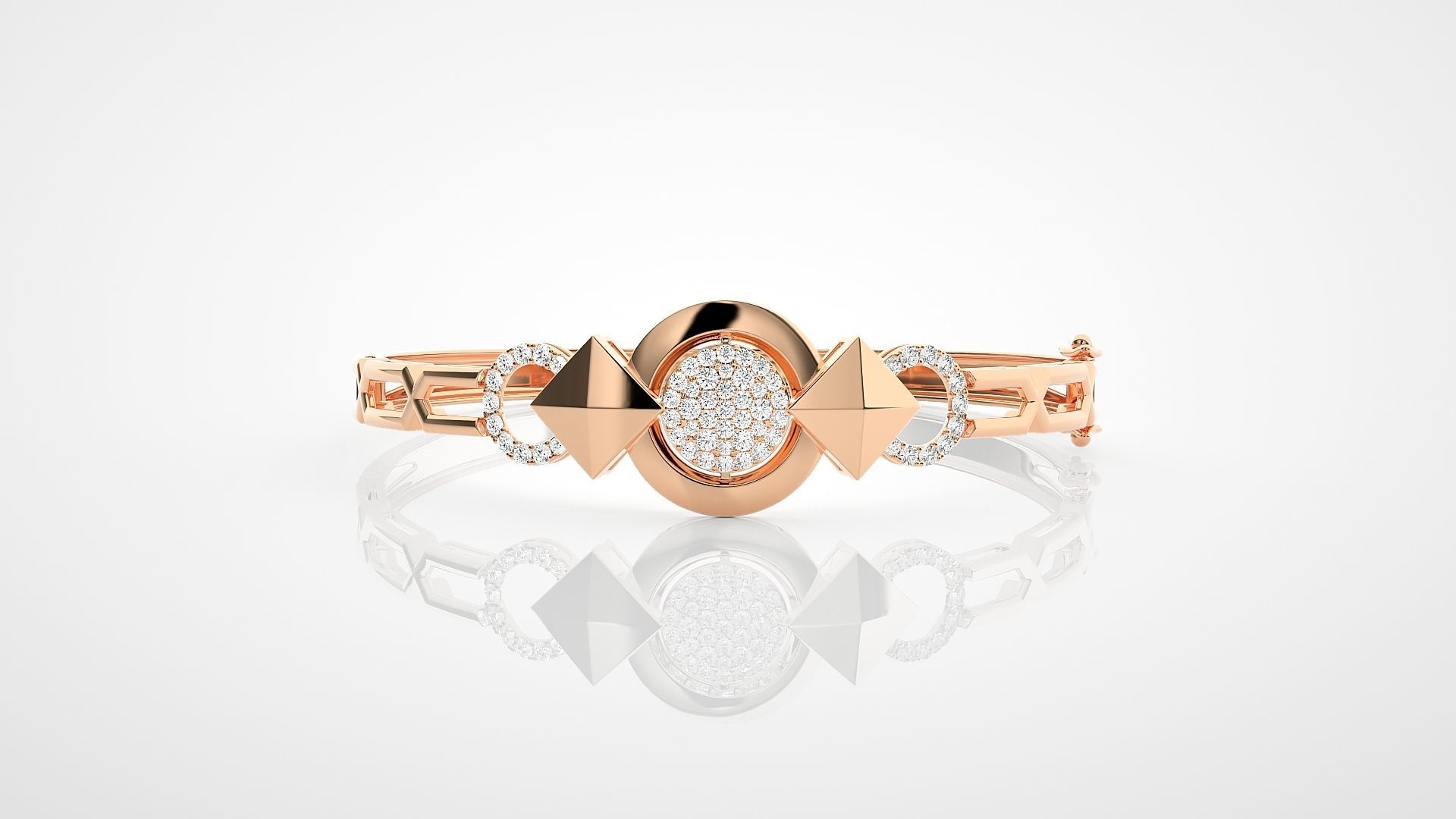 High Jewelry Diamond Head Bracelet 3dm stl renders details 3D print model_3