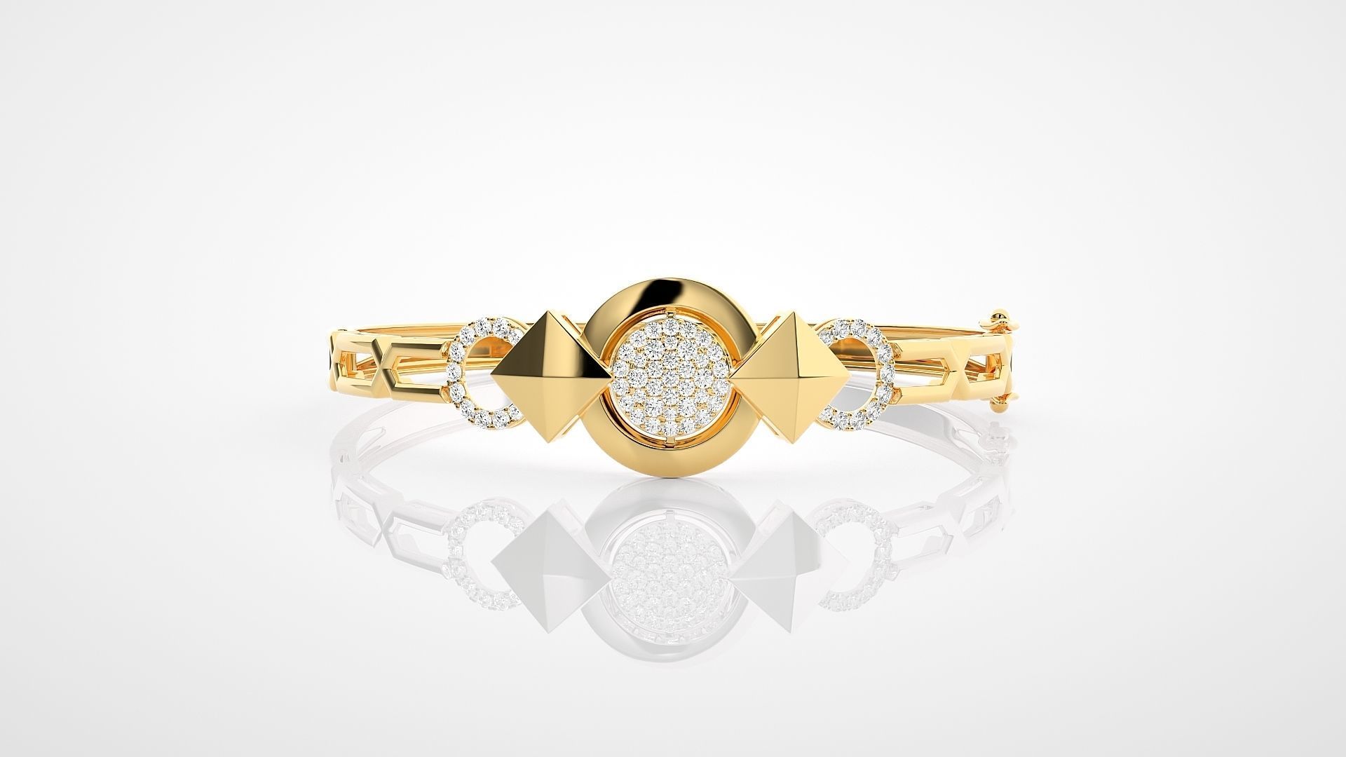 High Jewelry Diamond Head Bracelet 3dm stl renders details 3D print model_10