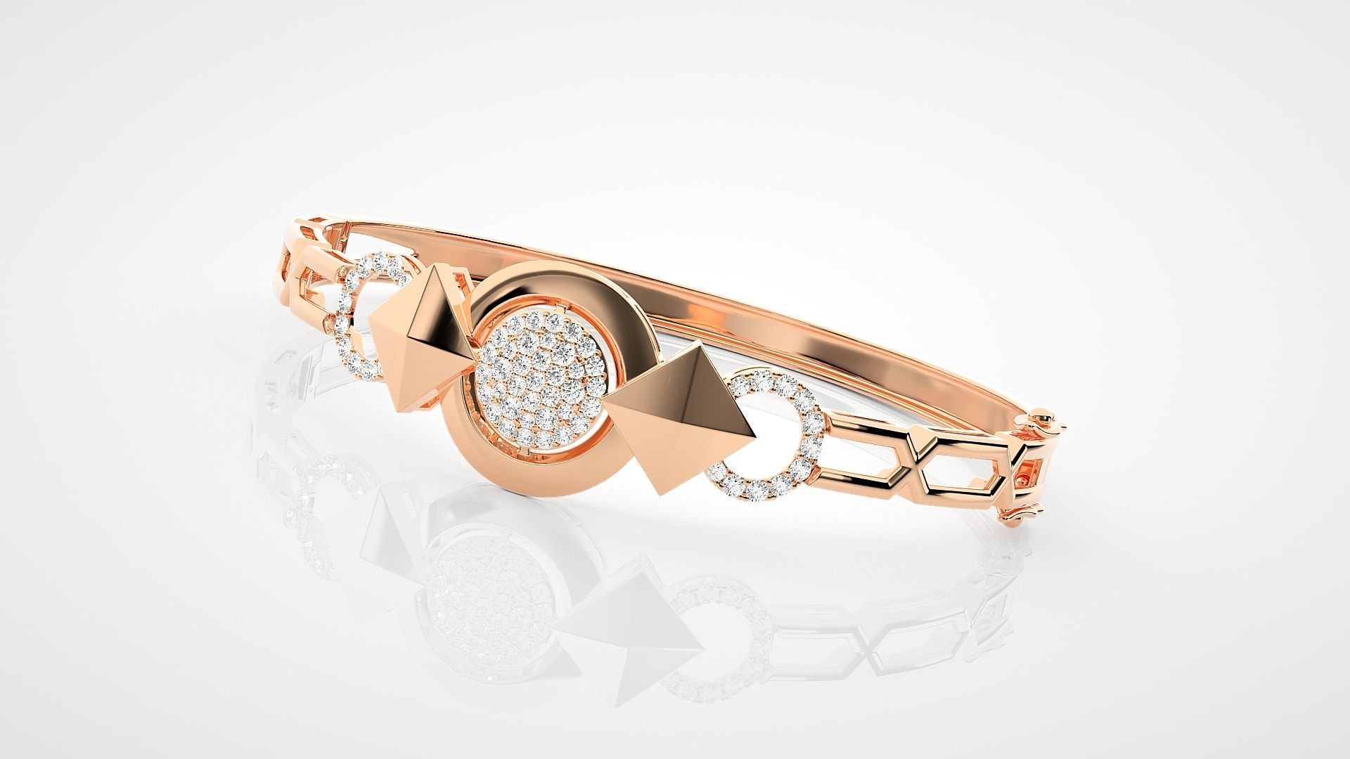 High Jewelry Diamond Head Bracelet 3dm stl renders details 3D print model_5