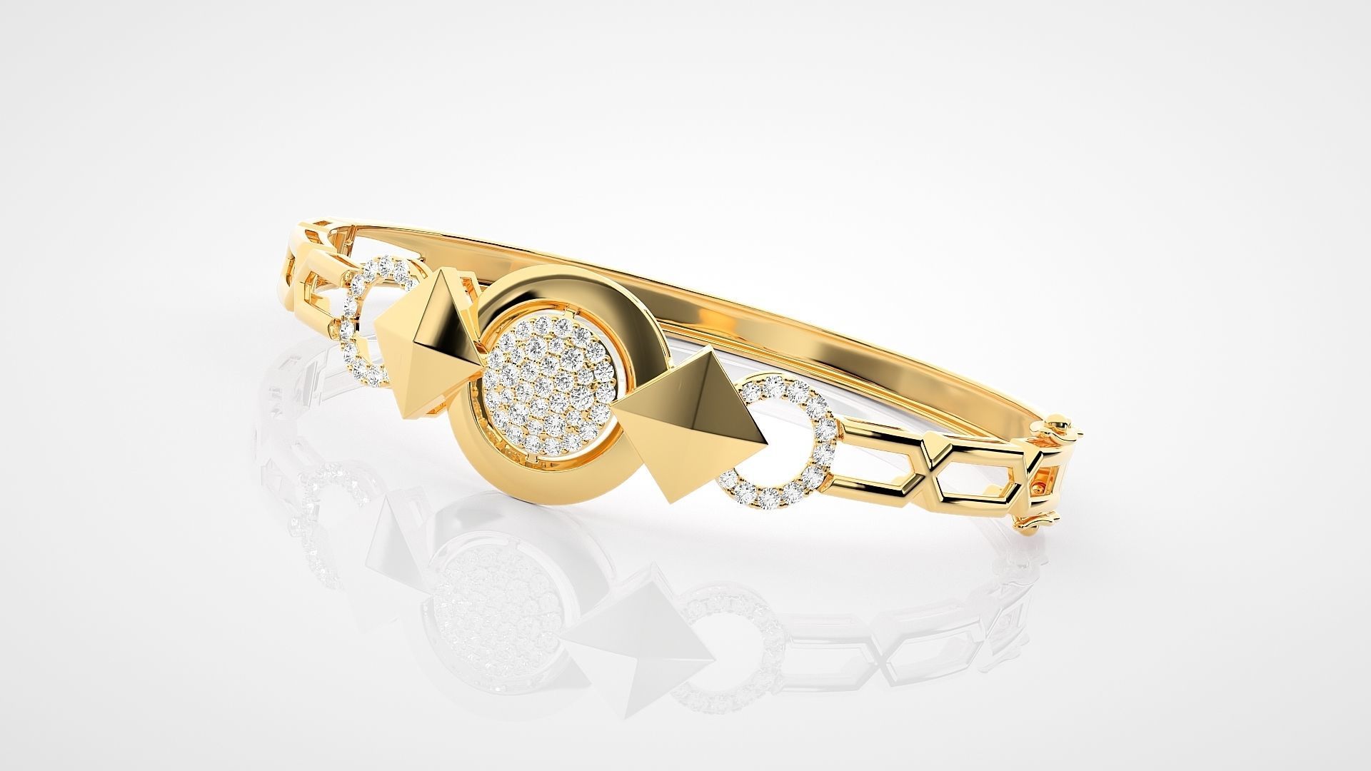 High Jewelry Diamond Head Bracelet 3dm stl renders details 3D print model_11