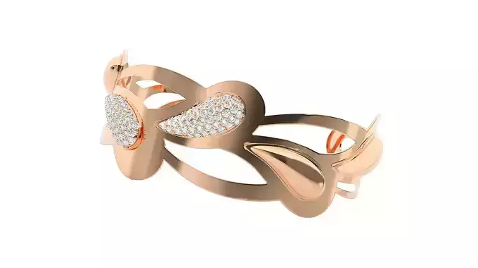 Feather High Jewelry Diamond Father Bracelet 3dm stl renders