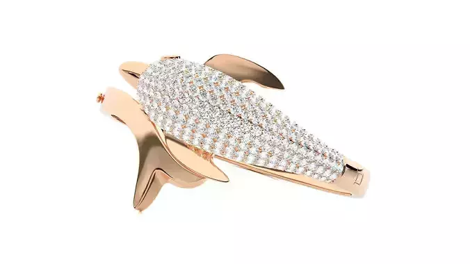 Dolphin High Jewelry Diamond Bracelet 3dm stl renders details