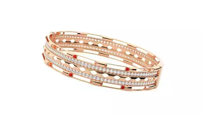 Solid High Jewelry Diamond Bracelet 3dm stl renders details