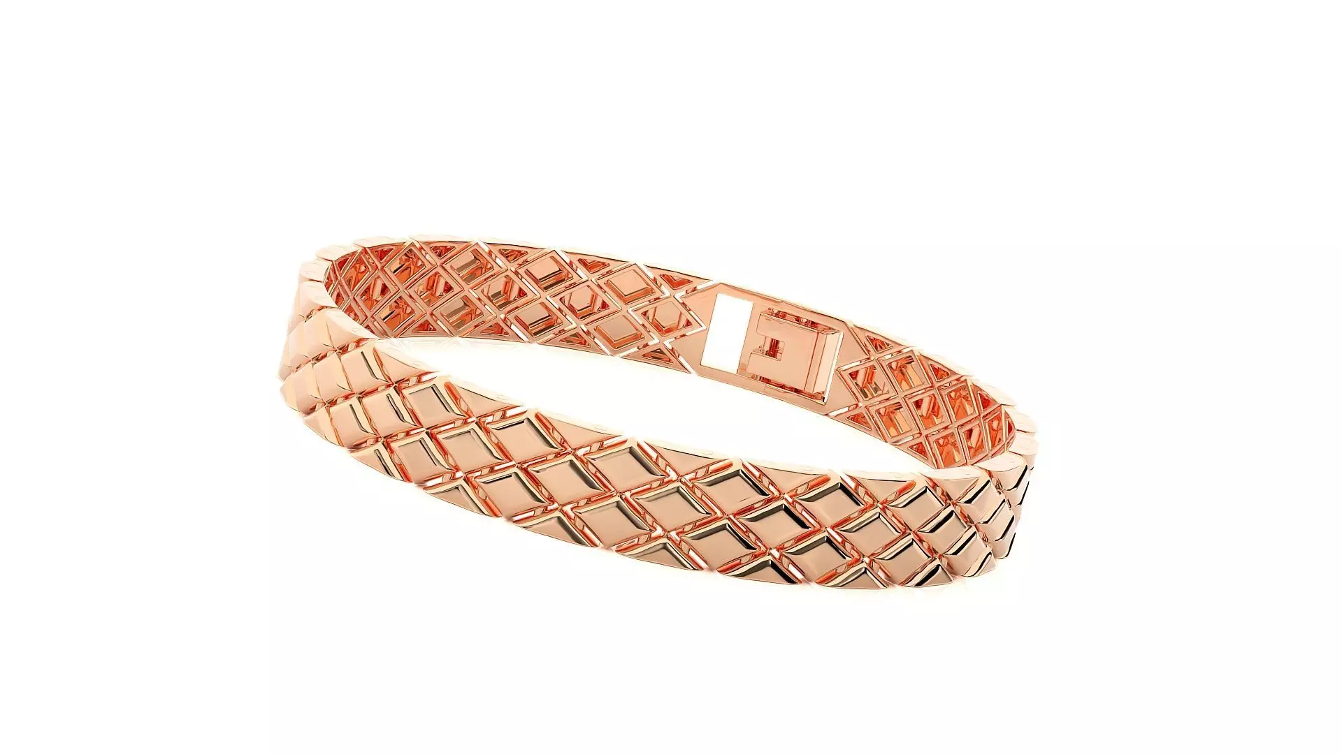 High Jewelry Plain Gold Bracelet 3dm stl renders details 3D print model