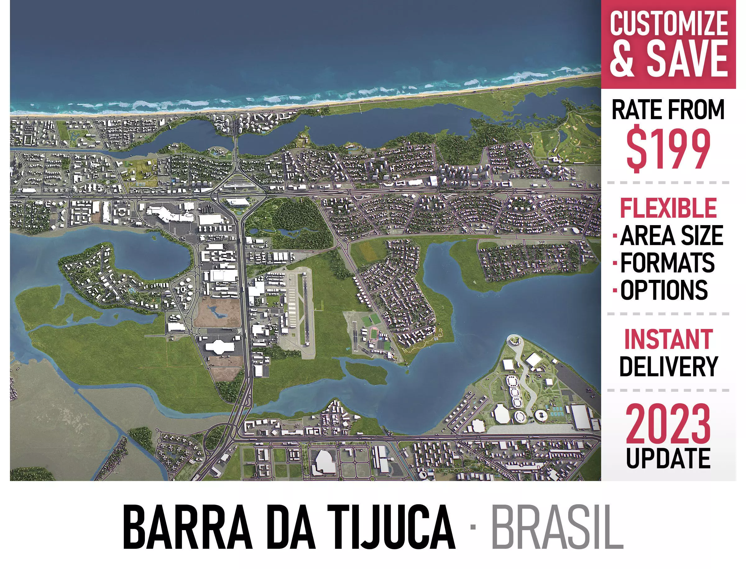 Barra da Tijuca - 3D City Model Low-poly 3D model