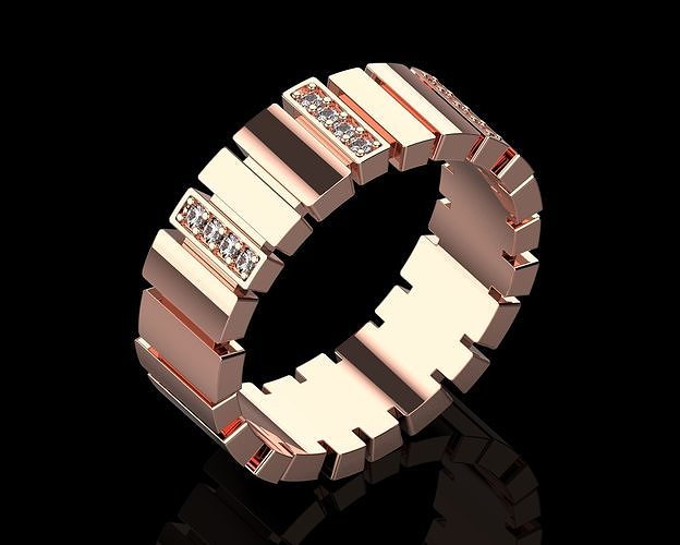 Gem Ring with Diamonds N131 3D print model