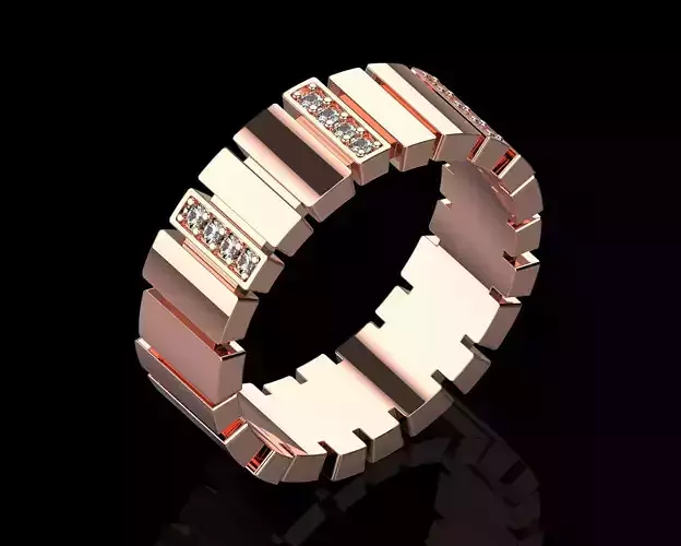Gem Ring with Diamonds N131 3D print model