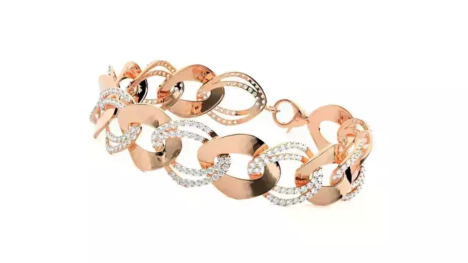 High Jewelry Diamond Cuban Chain Bracelet 3dm stl renders 