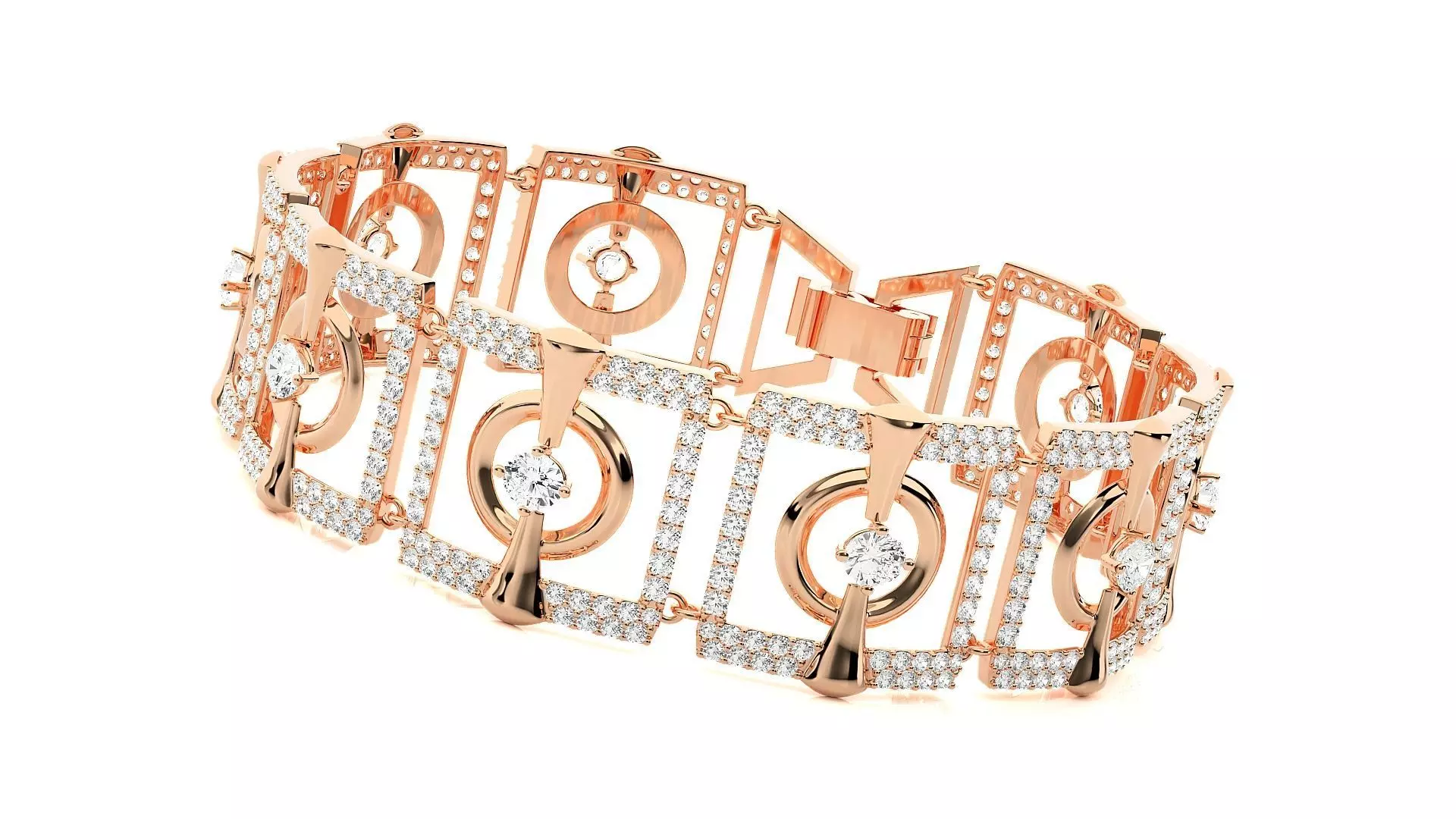 High Jewelry Solitaire Diamond Bracelet 3dm stl renders details 3D print model