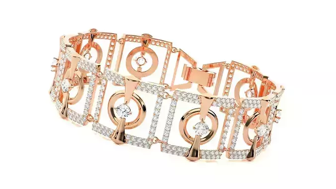 High Jewelry Solitaire Diamond Bracelet 3dm stl renders details
