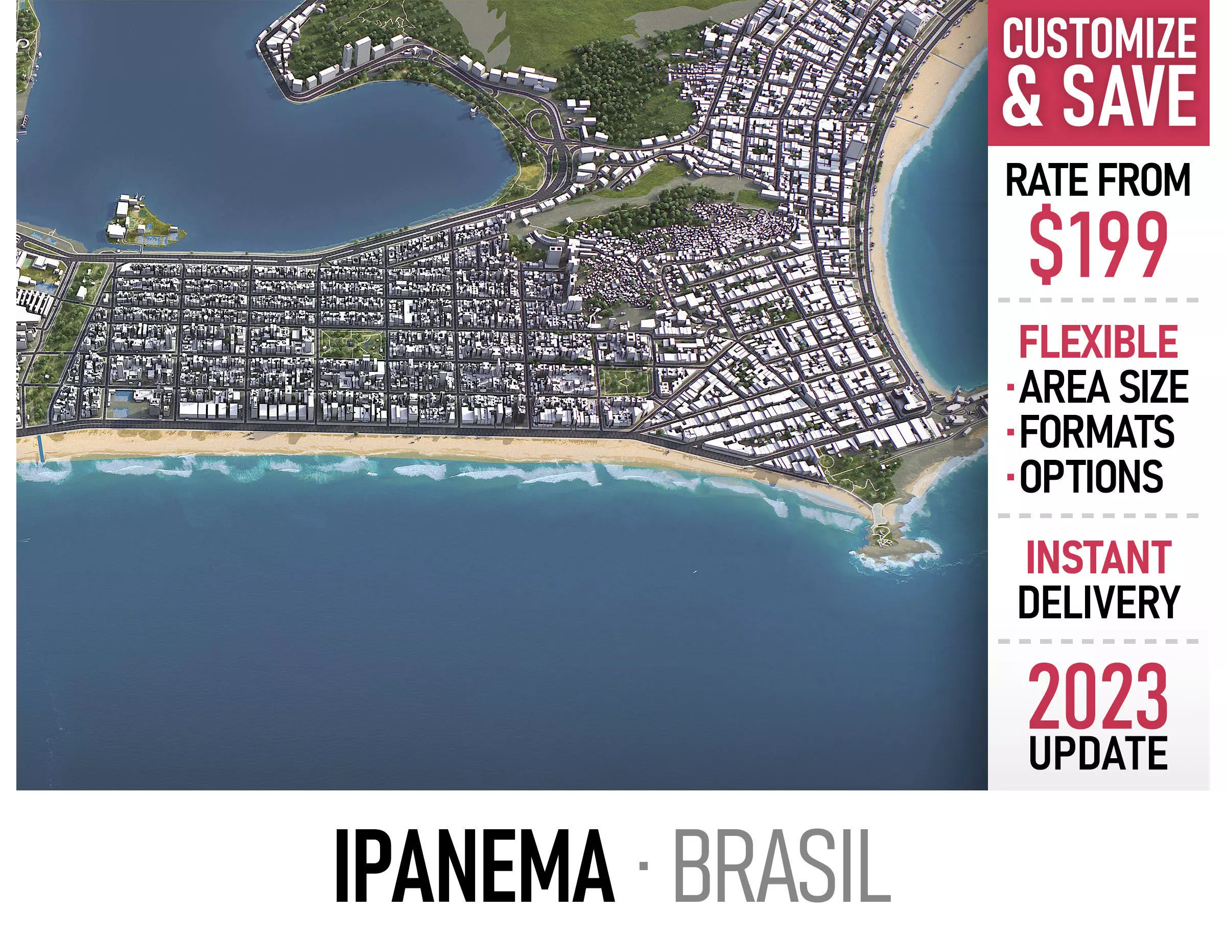 Ipanema - 3D City Model Low-poly 3D model_0