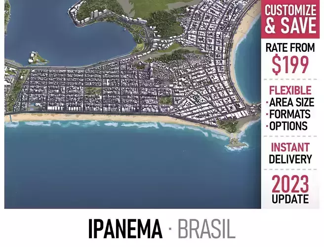 Ipanema - 3D City Model Low-poly 3D model