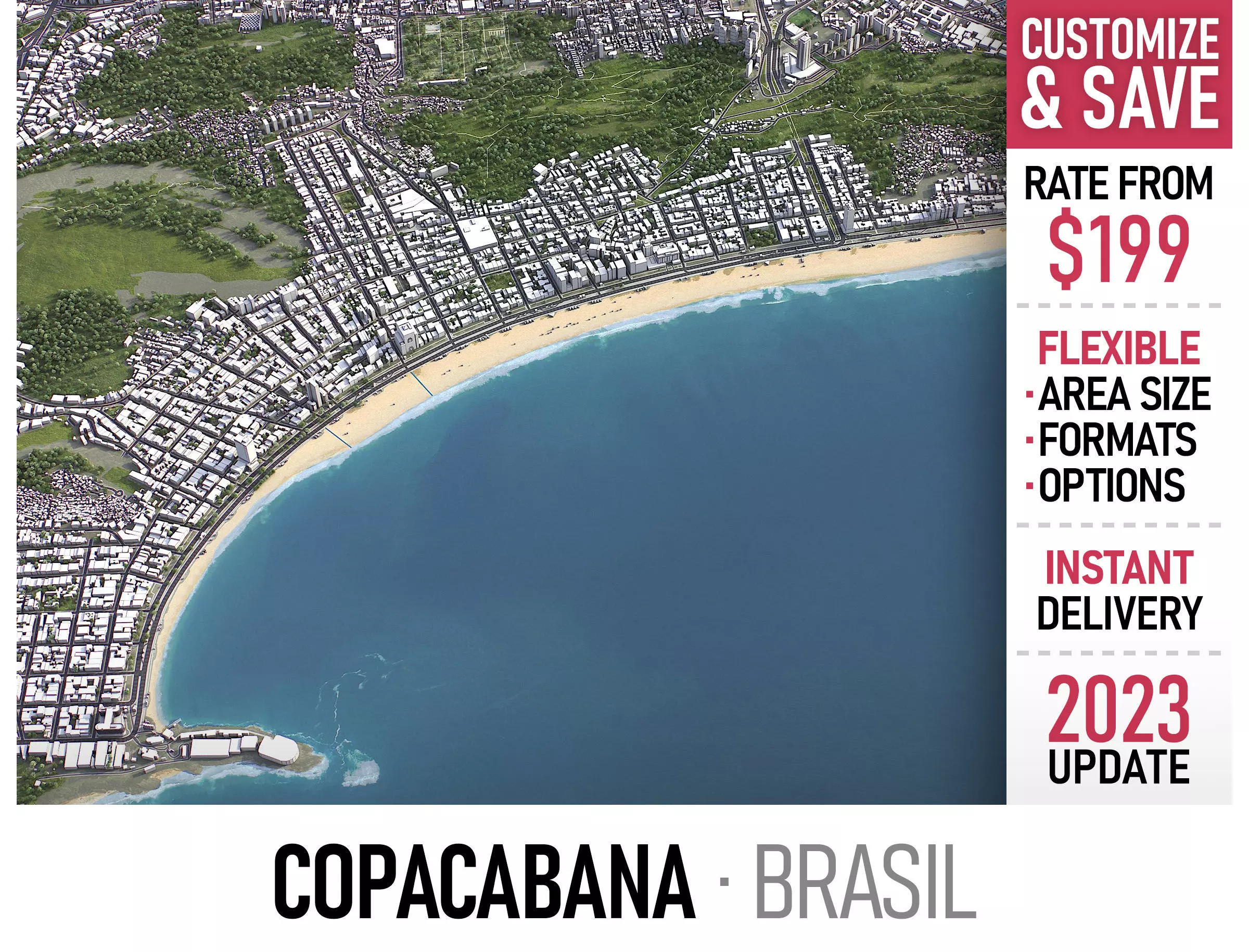 Copacabana - 3D City Model Low-poly 3D model_0