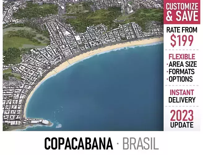 Copacabana - 3D City Model Low-poly 3D model
