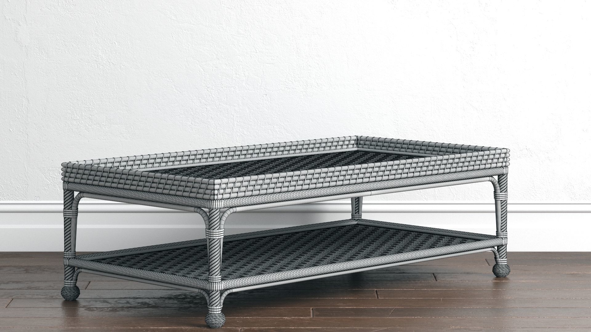Serena and Lily South Seas Rattan Coffee Table 3D model_9