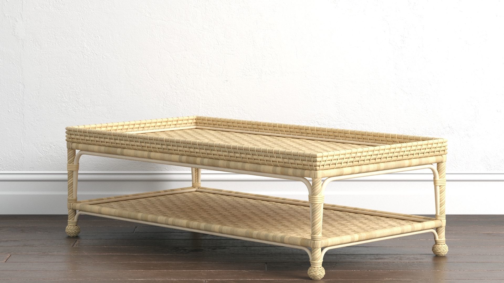 Serena and Lily South Seas Rattan Coffee Table 3D model_6