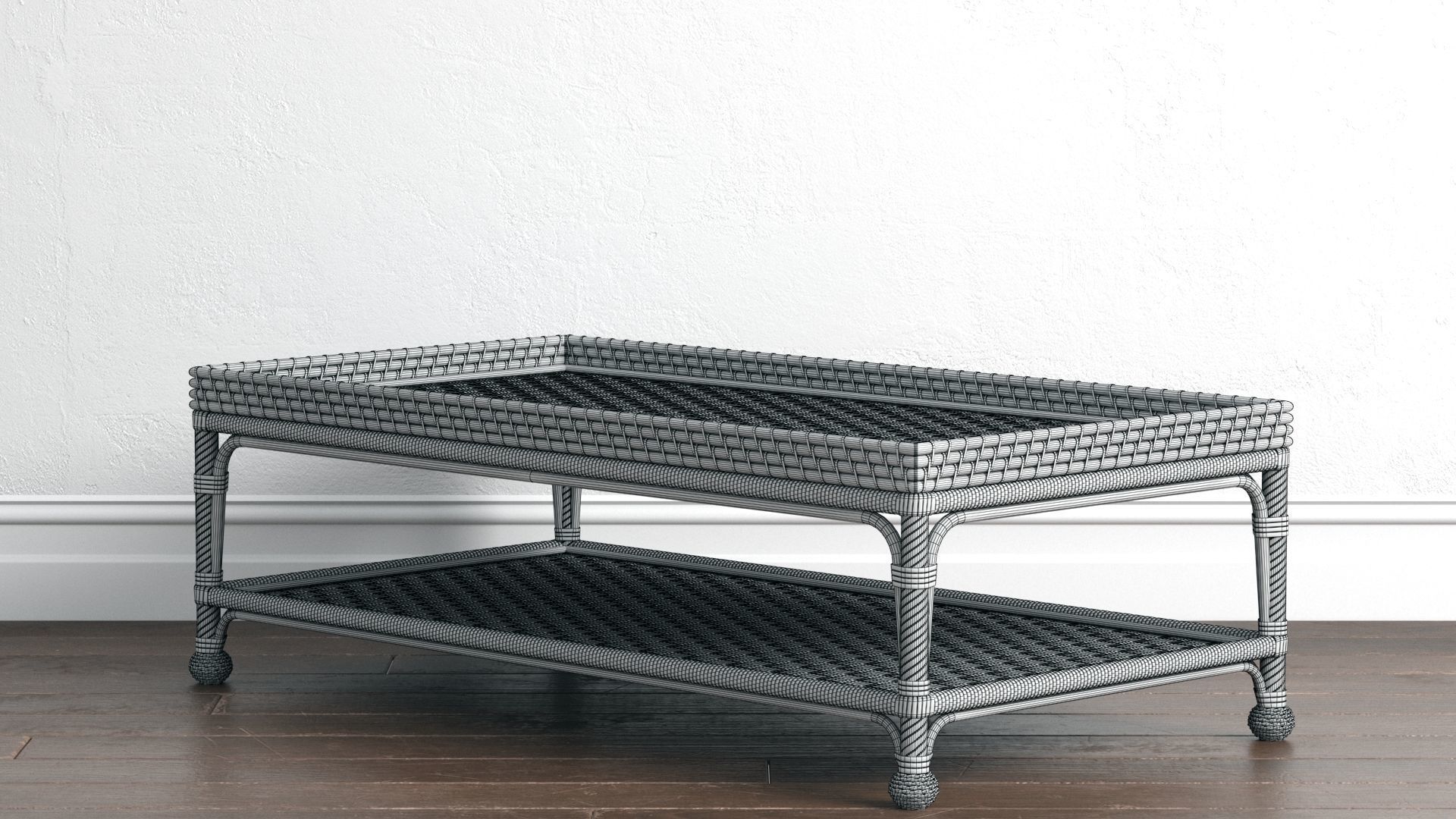 Serena and Lily South Seas Rattan Coffee Table 3D model_13