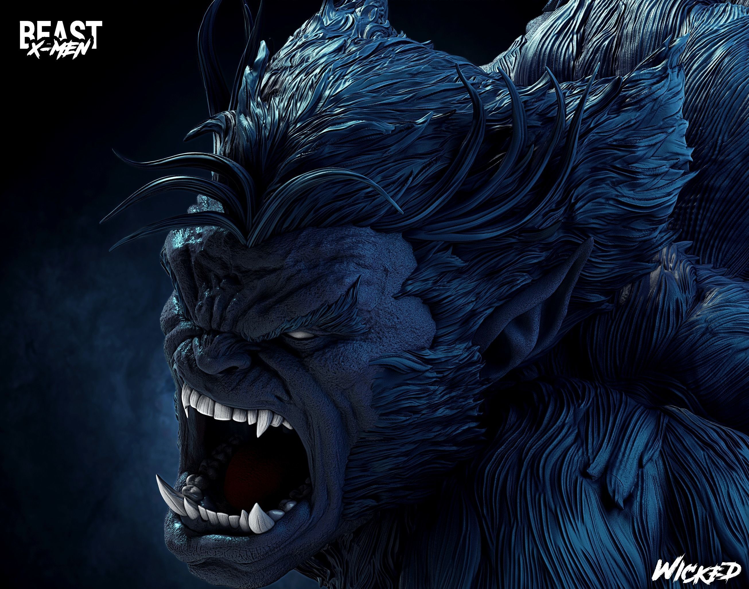 Wicked Marvel Beast Sculpture ready for 3d printing 3D print model_6