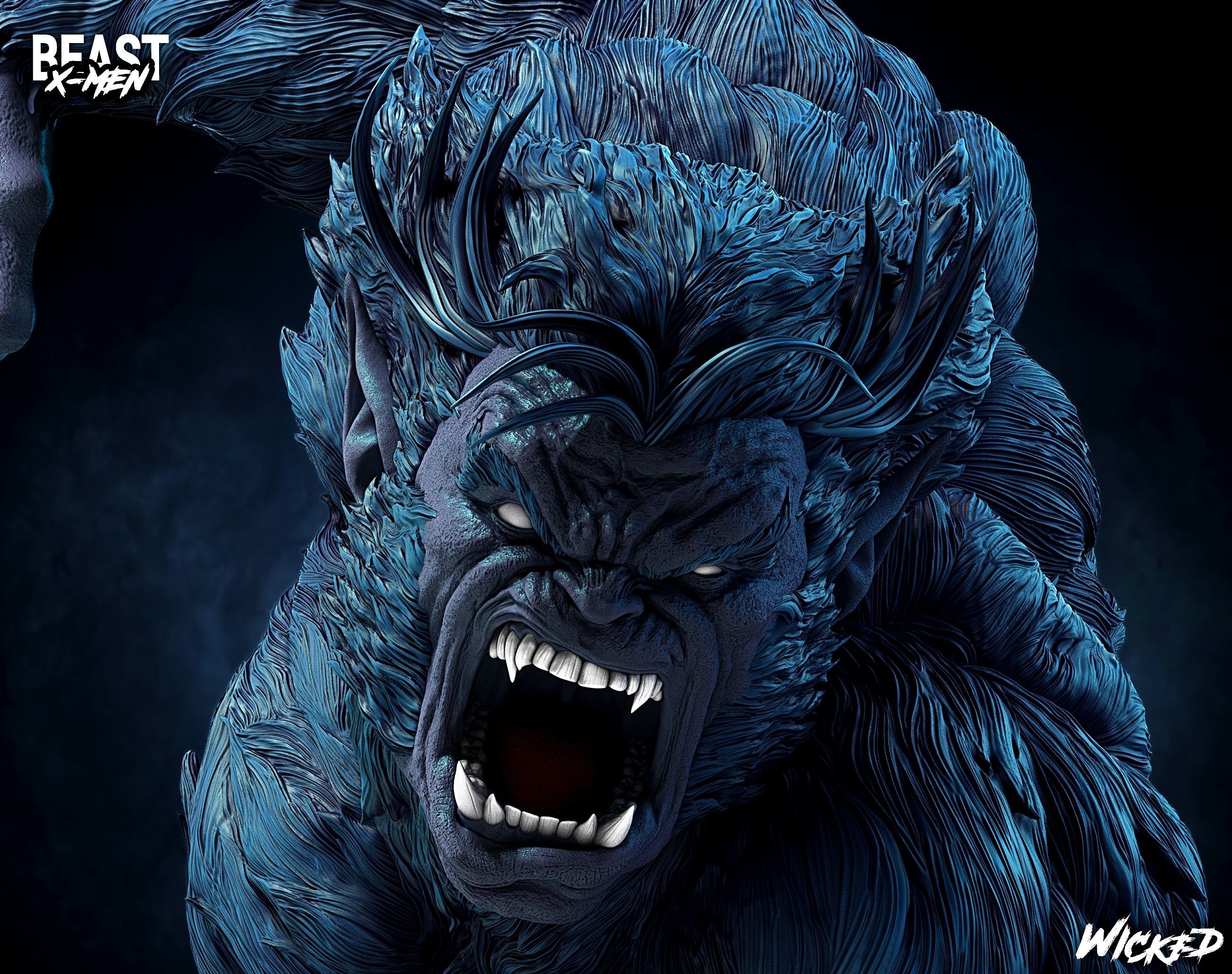 Wicked Marvel Beast Sculpture ready for 3d printing 3D print model_5