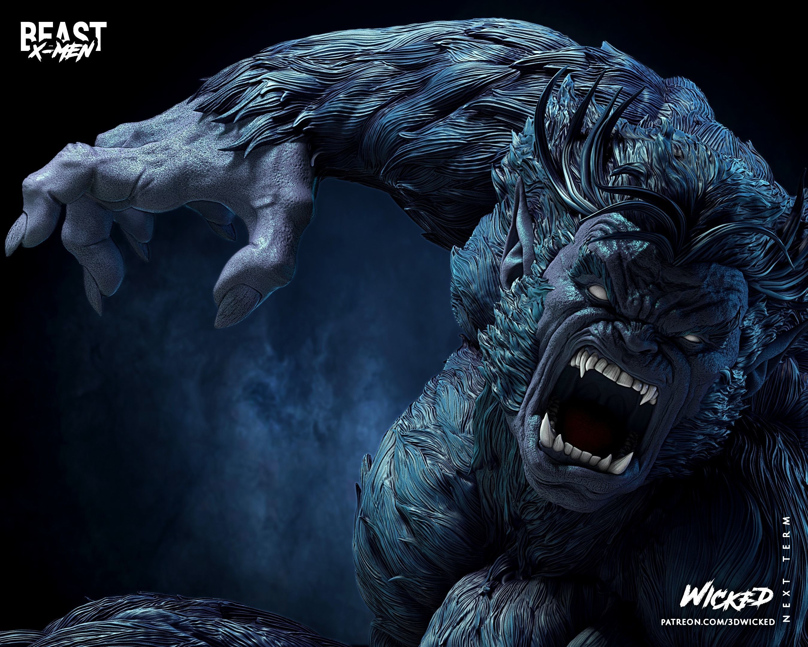 Wicked Marvel Beast Sculpture ready for 3d printing 3D print model_14
