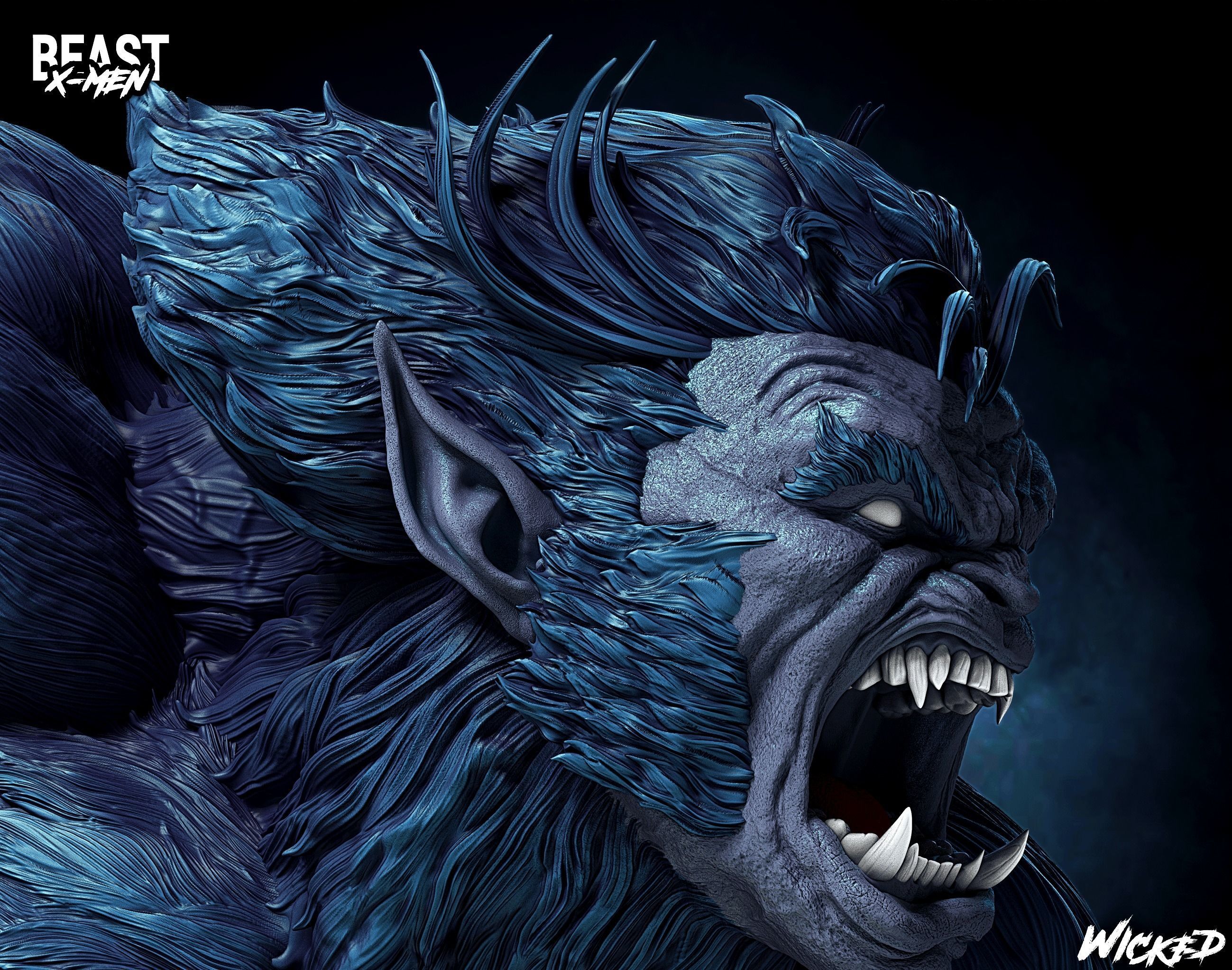 Wicked Marvel Beast Sculpture ready for 3d printing 3D print model_7