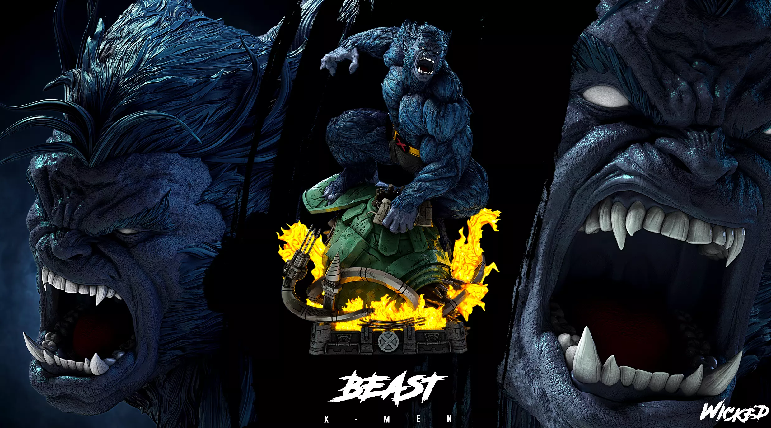 Wicked Marvel Beast Sculpture ready for 3d printing 3D print model_0