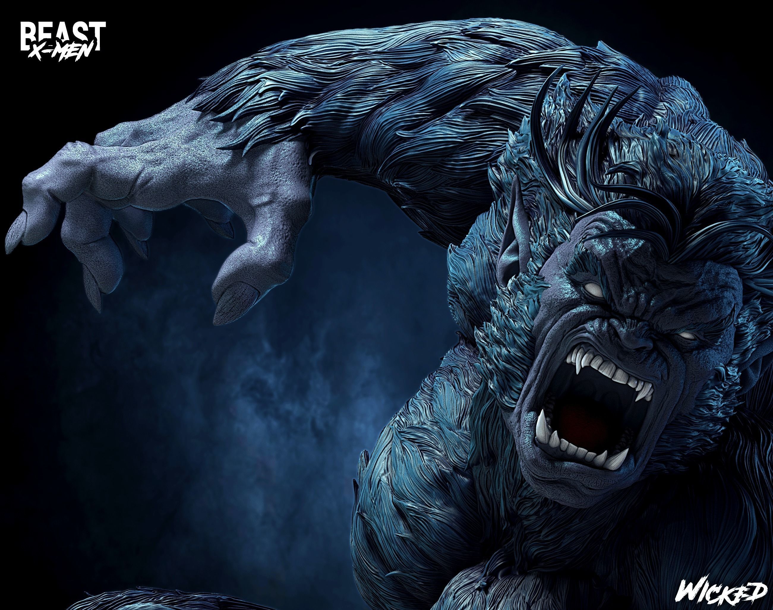 Wicked Marvel Beast Sculpture ready for 3d printing 3D print model_2