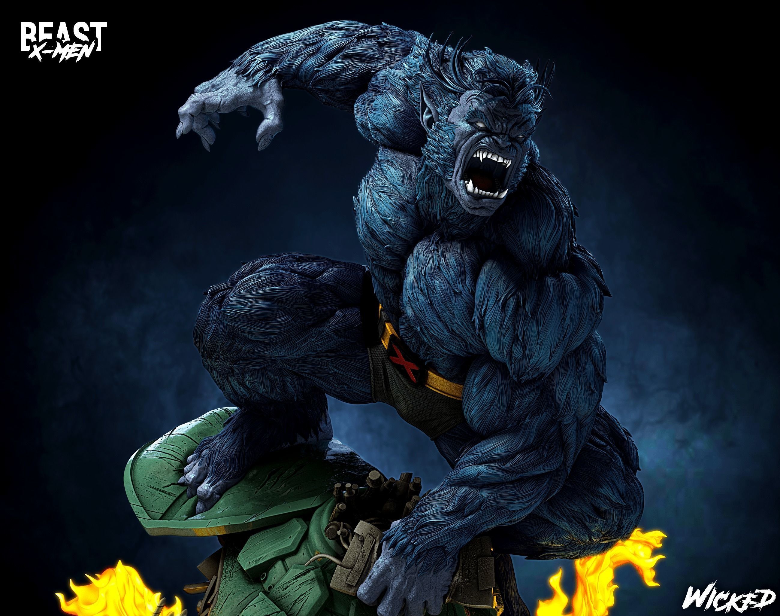 Wicked Marvel Beast Sculpture ready for 3d printing 3D print model_3