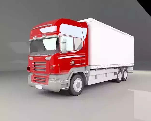 Truck with white trailer 3D model