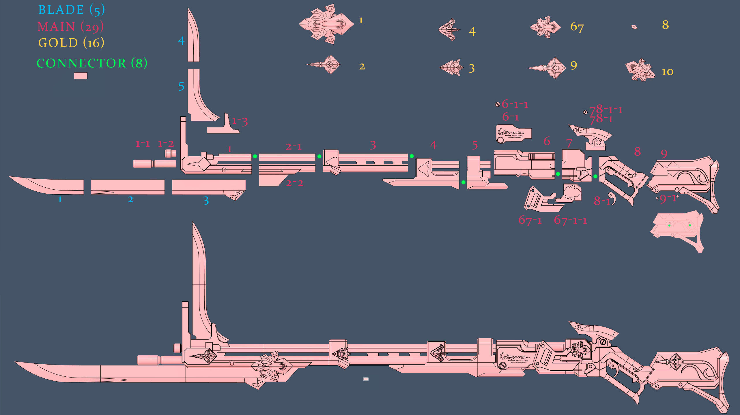 HONKAI IMPACT STAR RAIL - BRONYA RAND WEAPON -3D FILE STL- 3D print model_5