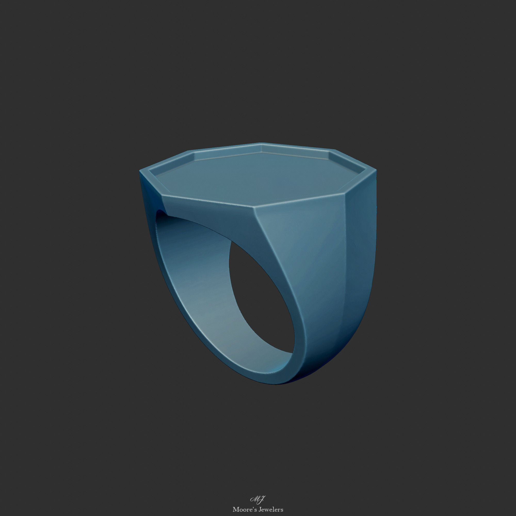 Octagon Style Signet Ring 3d Model 3D print model_5