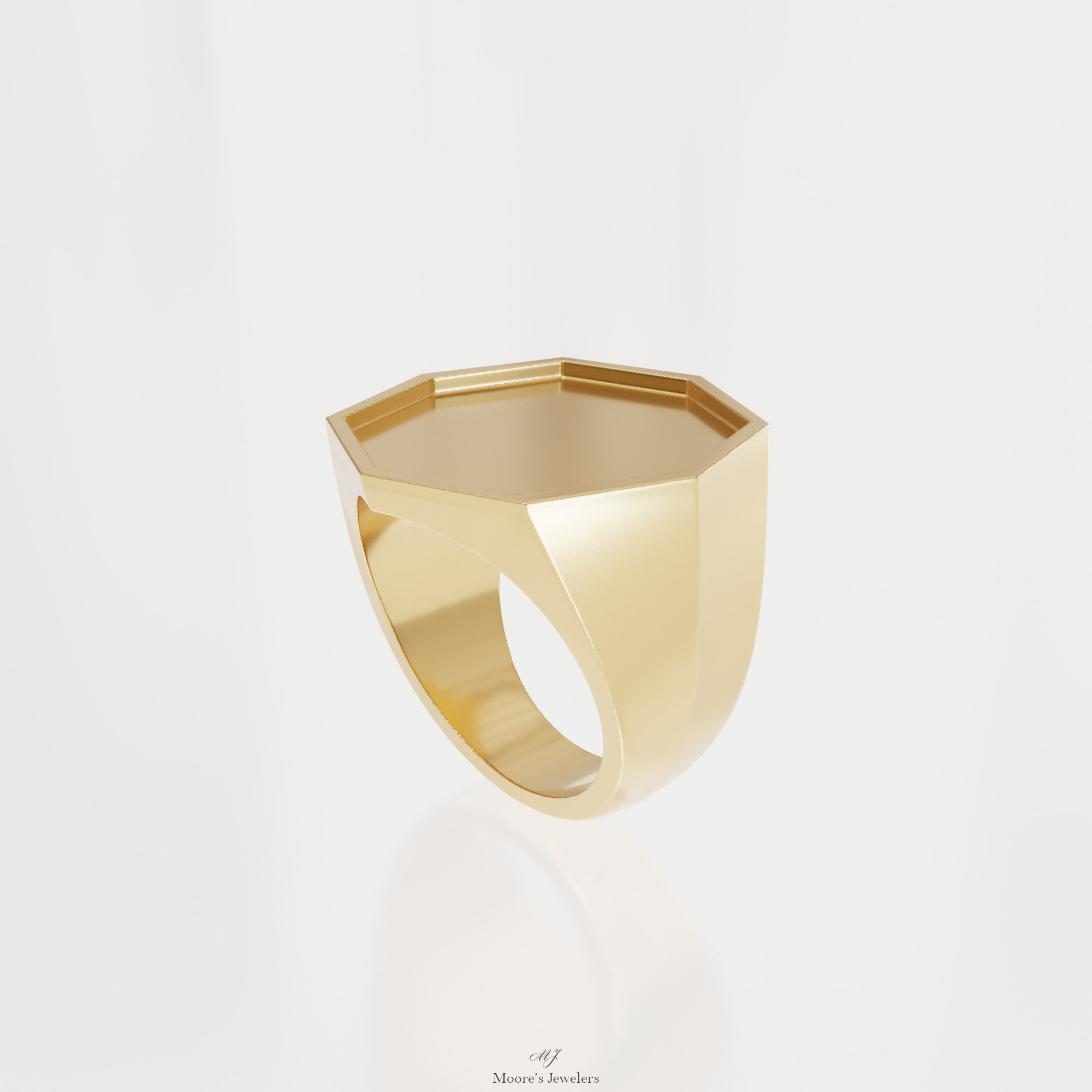 Octagon Style Signet Ring 3d Model 3D print model_1