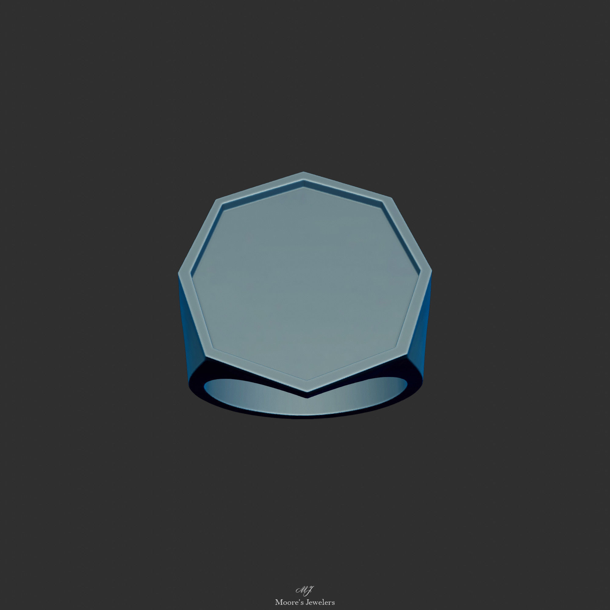 Octagon Style Signet Ring 3d Model 3D print model_2