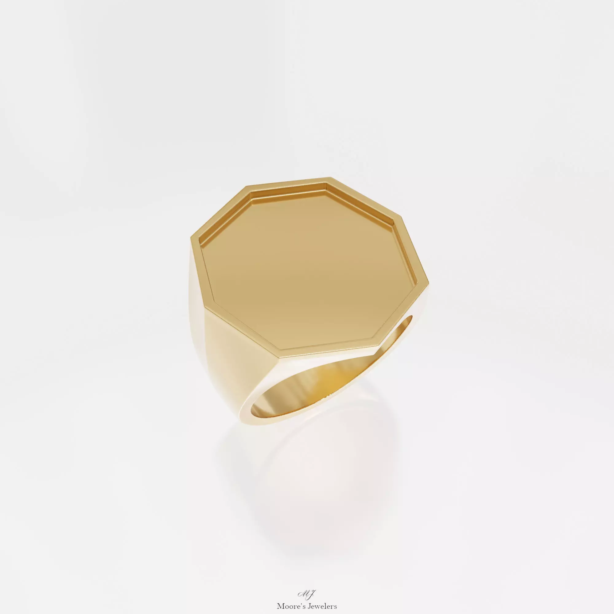 Octagon Style Signet Ring 3d Model 3D print model_0
