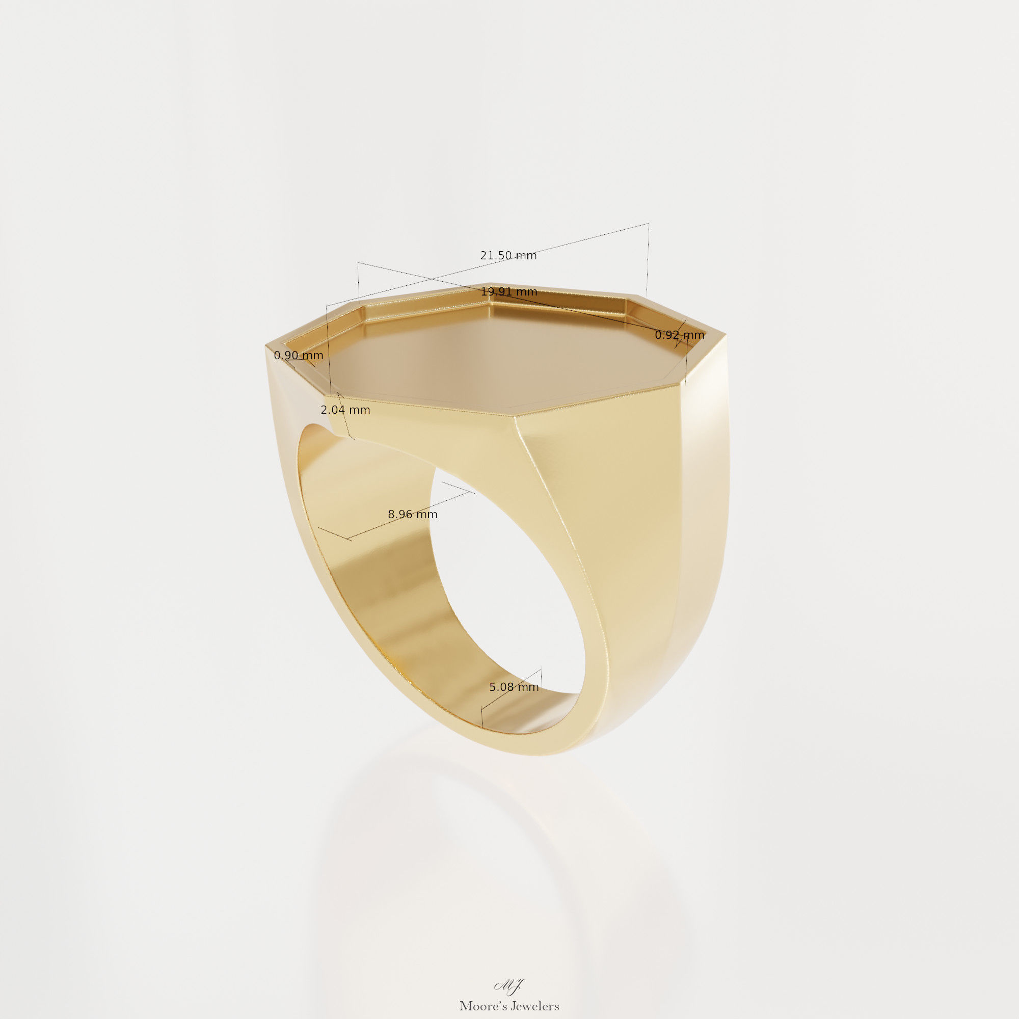 Octagon Style Signet Ring 3d Model 3D print model_6