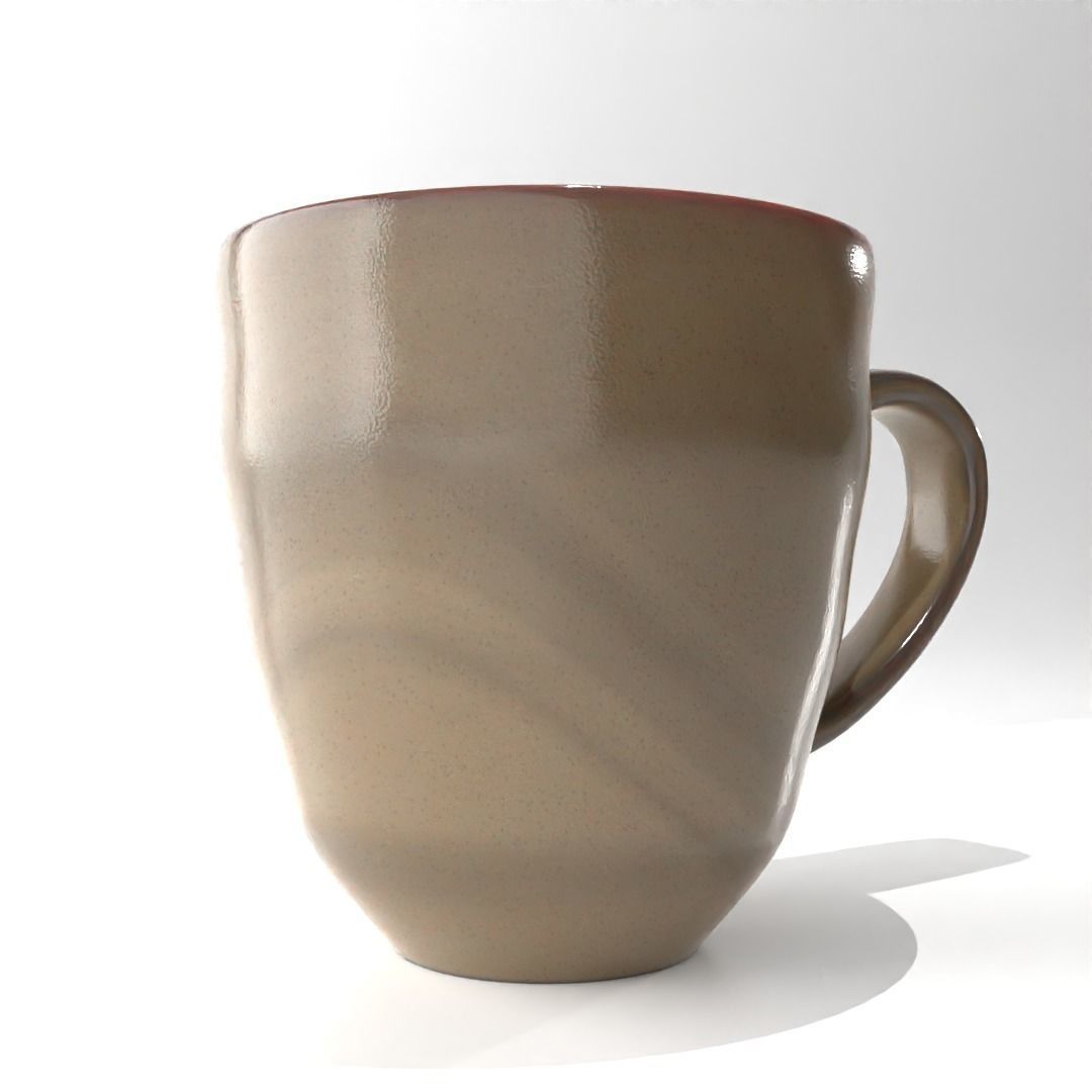 Cup mug ceramic porselain with handle  3D model_2