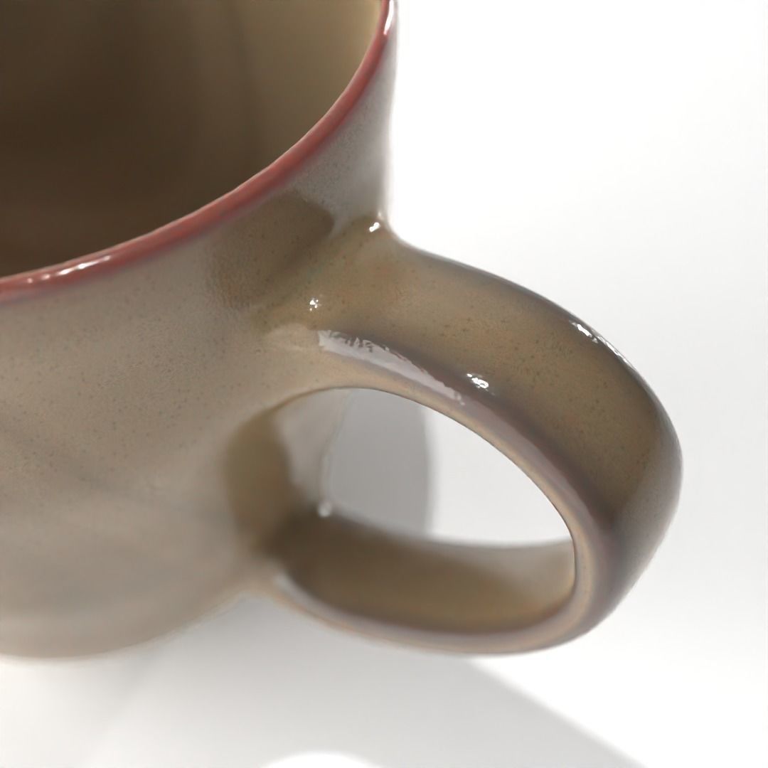 Cup mug ceramic porselain with handle  3D model_1
